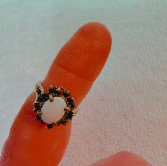 Sterling Silver Opal and Sapphire - Picture 2 of 5